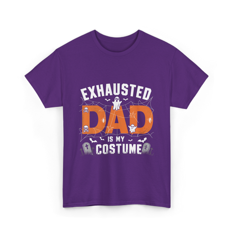 Exhausted Dad Costume Halloween Dad T-Shirt - Purple