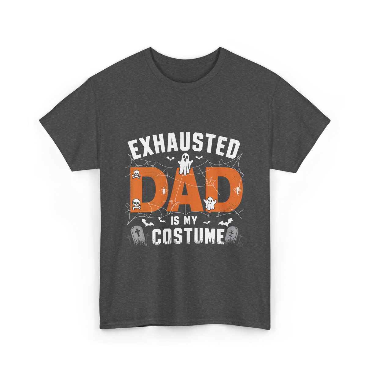 Exhausted Dad Costume Halloween Dad T-Shirt - Dark Heather