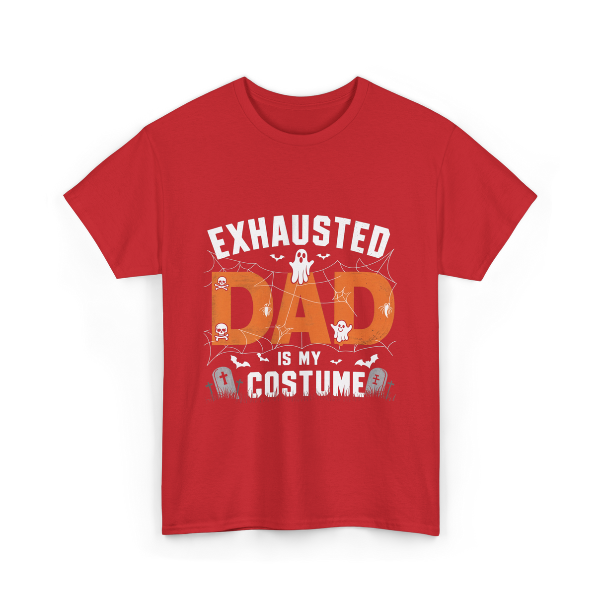 Exhausted Dad Costume Halloween Dad T-Shirt - Red