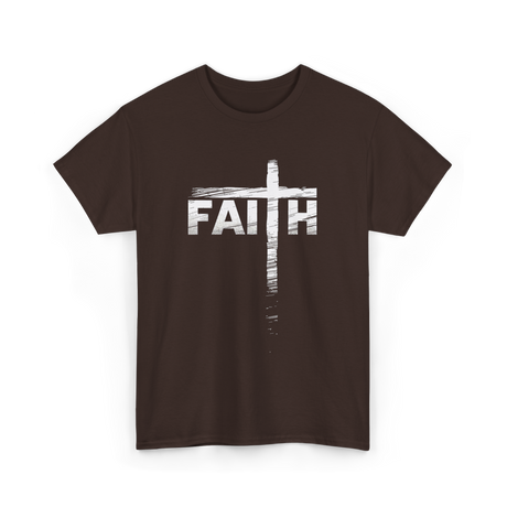 Faith Cross Christian Faith T-Shirt - Dark Chocolate