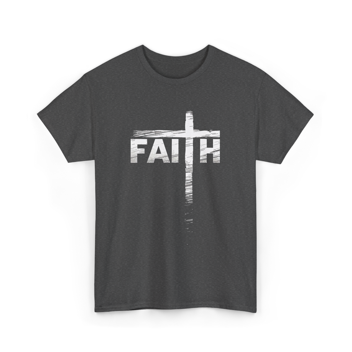 Faith Cross Christian Faith T-Shirt - Dark Heather