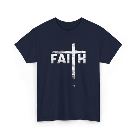 Faith Cross Christian Faith T-Shirt - Navy