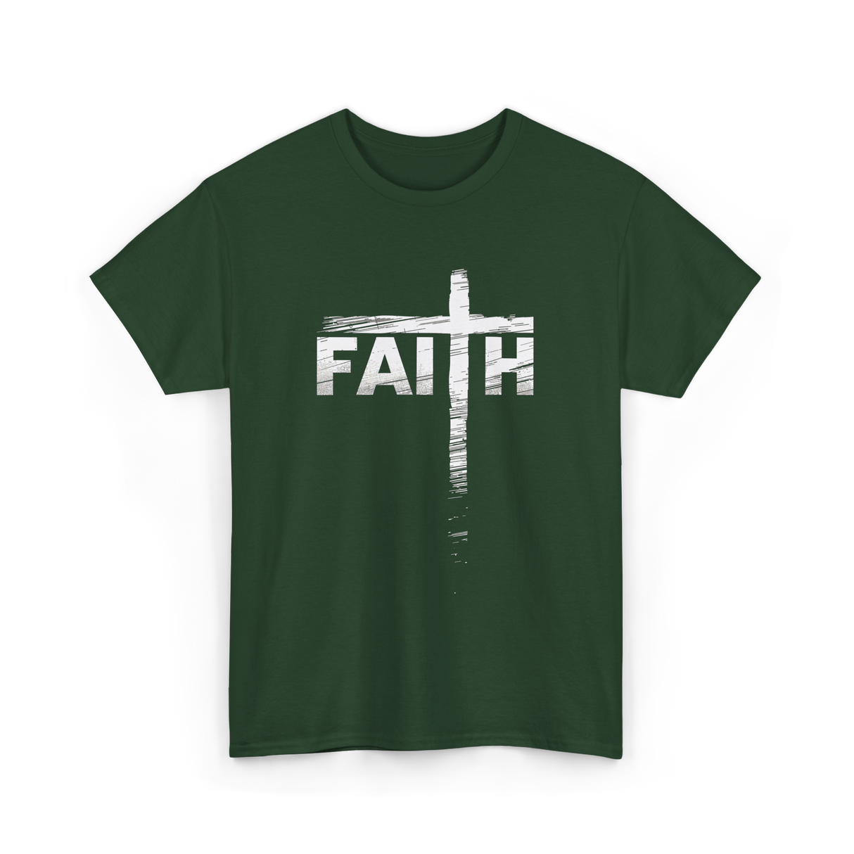 Faith Cross Christian Faith T-Shirt - Forest Green