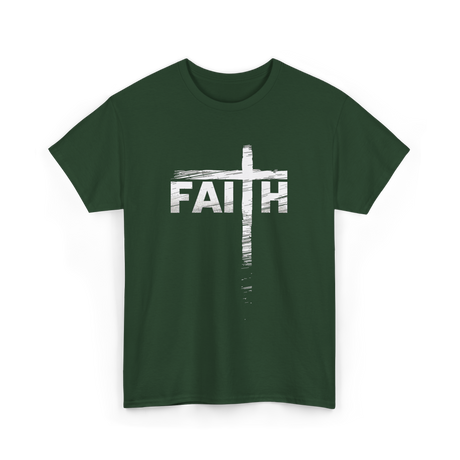 Faith Cross Christian Faith T-Shirt - Forest Green