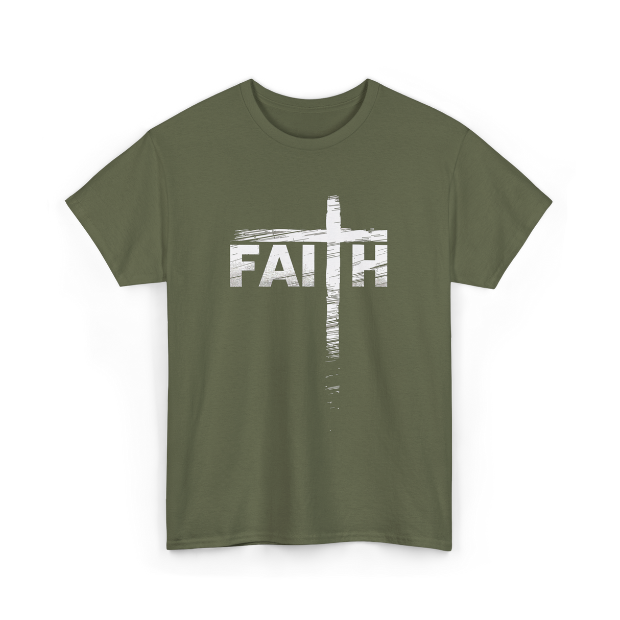 Faith Cross Christian Faith T-Shirt - Military Green