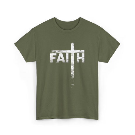 Faith Cross Christian Faith T-Shirt - Military Green