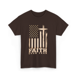 Faith Over Fear American Patriotic T-Shirt - Dark Chocolate