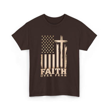 Faith Over Fear American Patriotic T-Shirt - Dark Chocolate