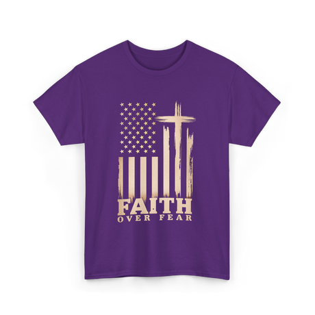 Faith Over Fear American Patriotic T-Shirt - Purple