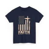 Faith Over Fear American Patriotic T-Shirt - Navy