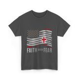 Faith Over Fear Christian Cross T-Shirt - Dark Heather