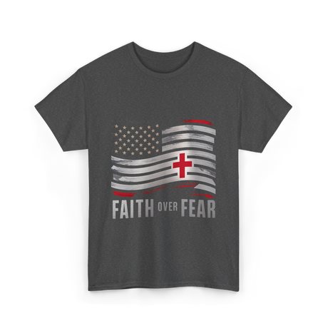 Faith Over Fear Christian Cross T-Shirt - Dark Heather