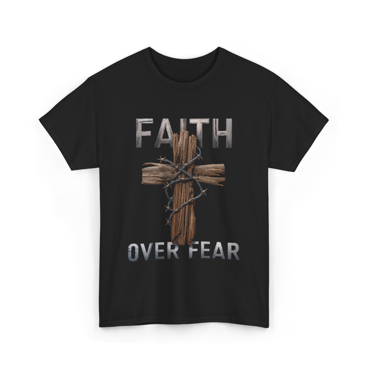 Faith Over Fear Christian Cross T-Shirt - Black