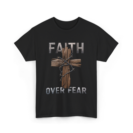 Faith Over Fear Christian Cross T-Shirt - Black