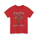 Faith Over Fear Christian Cross T-Shirt - Red