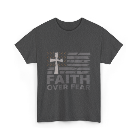 Faith Over Fear Christian Cross T-Shirt - Dark Heather