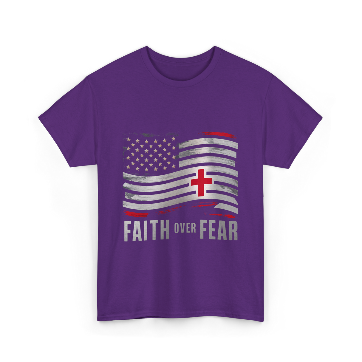 Faith Over Fear Christian Cross T-Shirt - Purple