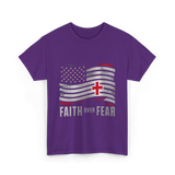 Faith Over Fear Christian Cross T-Shirt - Purple