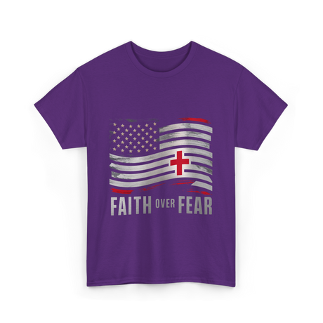 Faith Over Fear Christian Cross T-Shirt - Purple