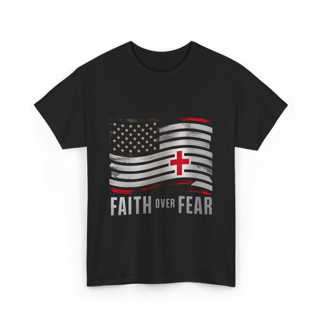 Faith Over Fear Christian Cross T-Shirt - Black