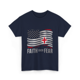 Faith Over Fear Christian Cross T-Shirt - Navy