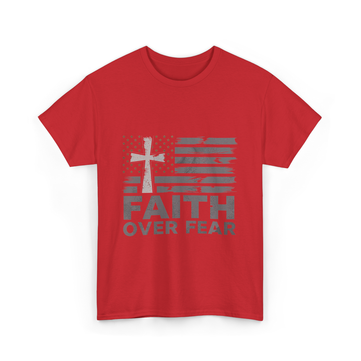 Faith Over Fear Christian Cross T-Shirt - Red