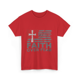 Faith Over Fear Christian Cross T-Shirt - Red