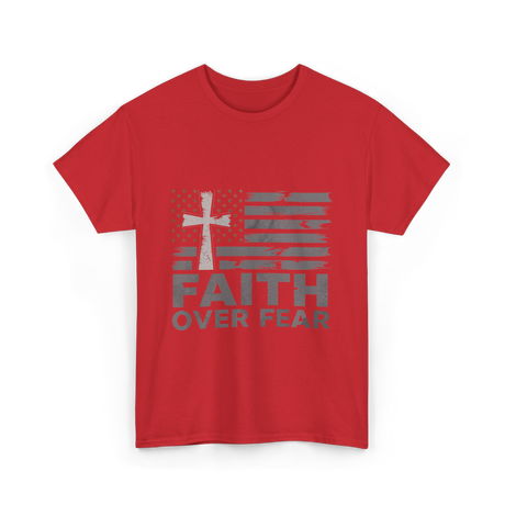 Faith Over Fear Christian Cross T-Shirt - Red