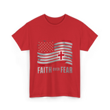 Faith Over Fear Christian Cross T-Shirt - Red