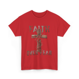 Faith Over Fear Christian Cross T-Shirt - Red