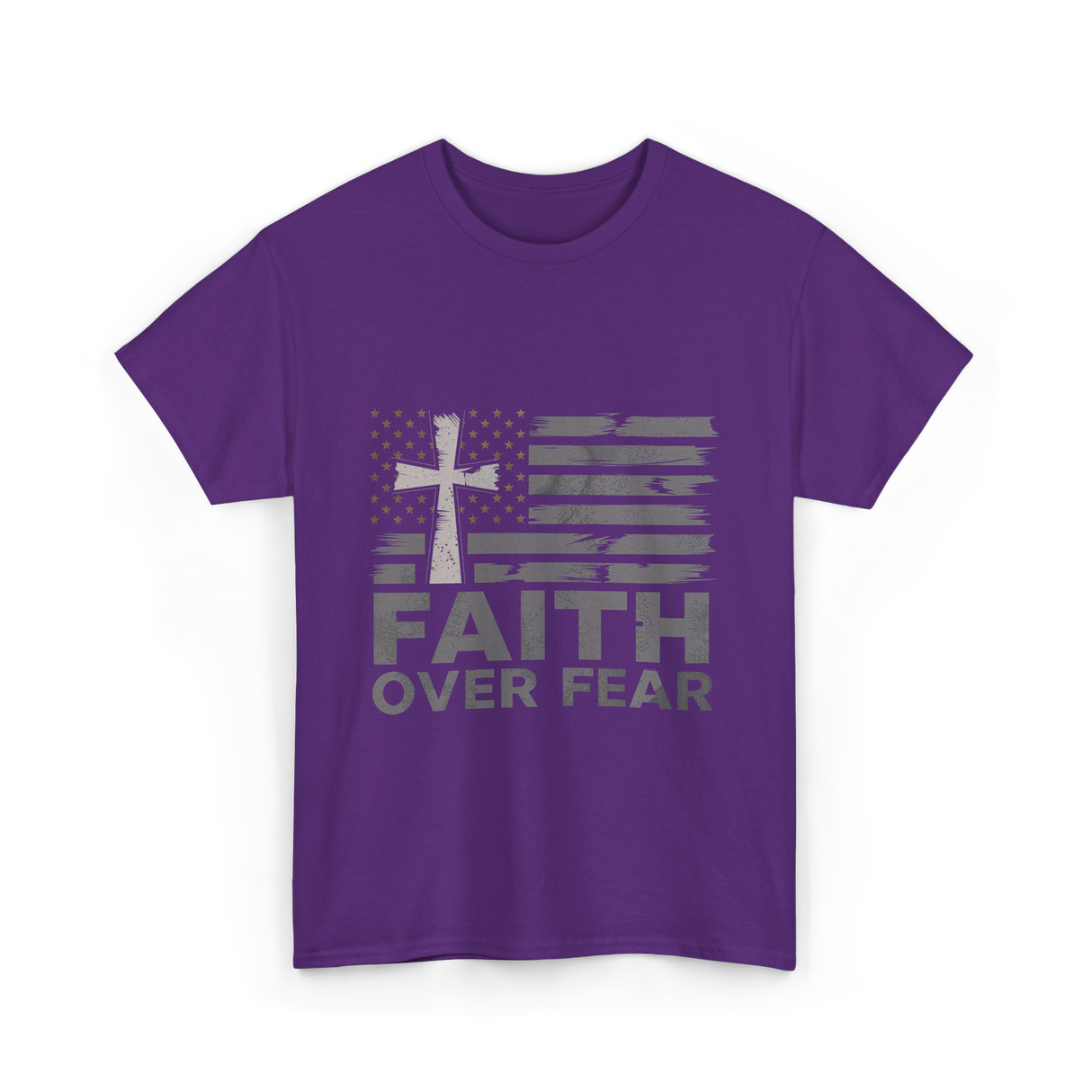 Faith Over Fear Christian Cross T-Shirt - Purple