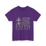 Faith Over Fear Christian Cross T-Shirt - Purple