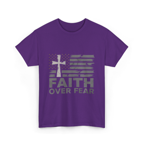 Faith Over Fear Christian Cross T-Shirt - Purple