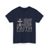 Faith Over Fear Christian Cross T-Shirt - Navy