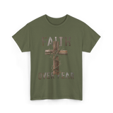 Faith Over Fear Christian Cross T-Shirt - Military Green