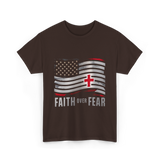 Faith Over Fear Christian Cross T-Shirt - Dark Chocolate