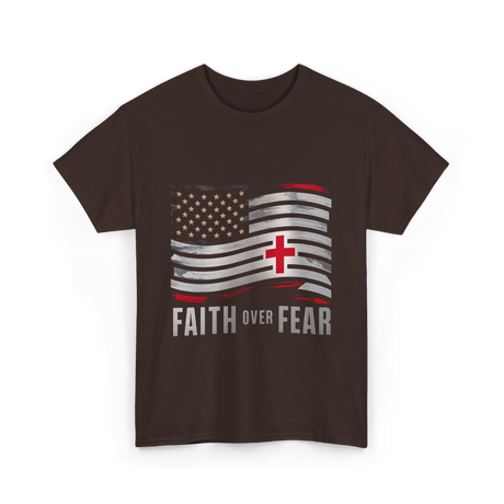 Faith Over Fear Christian Cross T-Shirt - Dark Chocolate