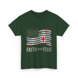 Faith Over Fear Christian Cross T-Shirt - Forest Green