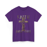 Faith Over Fear Christian Cross T-Shirt - Purple