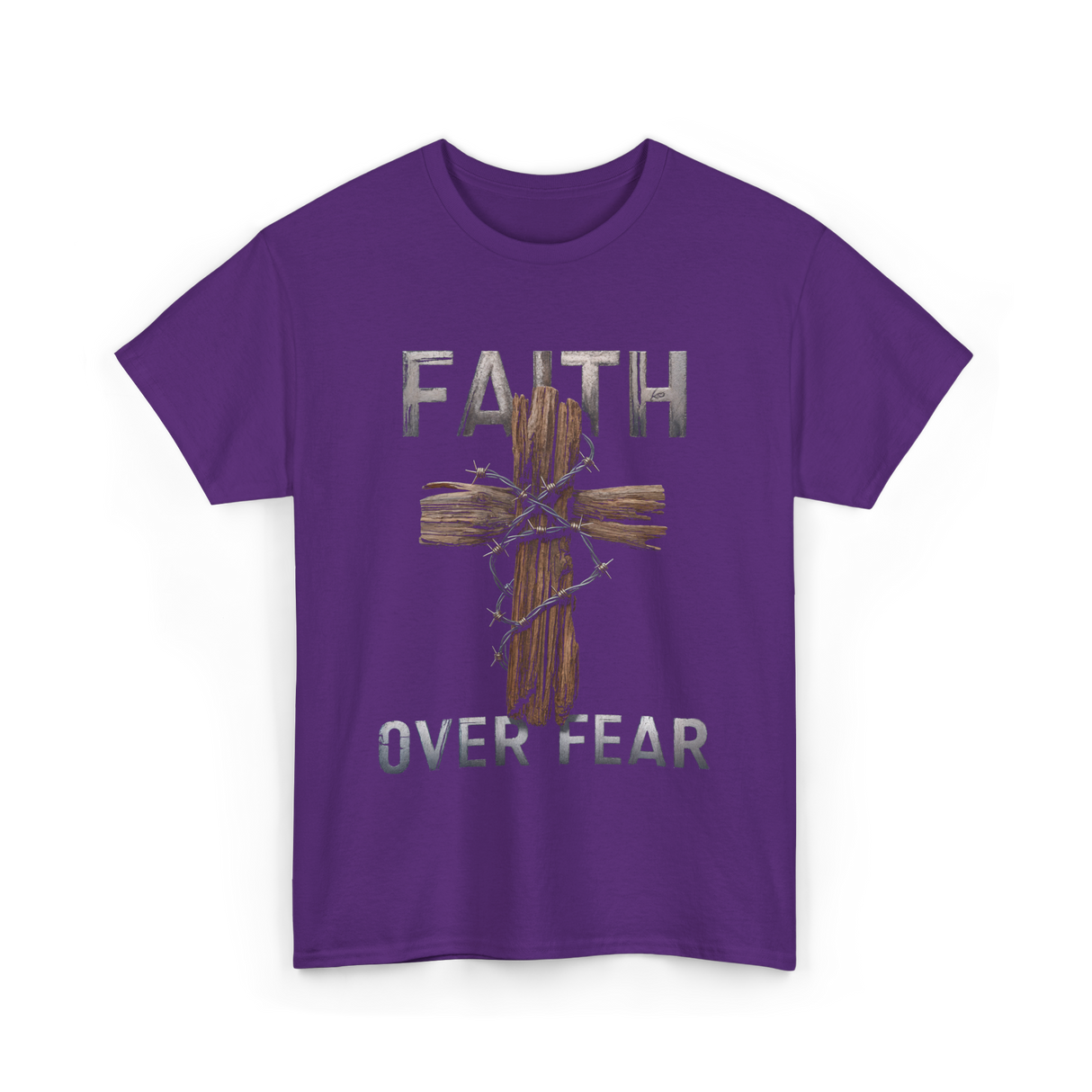 Faith Over Fear Christian Cross T-Shirt - Purple