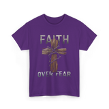 Faith Over Fear Christian Cross T-Shirt - Purple