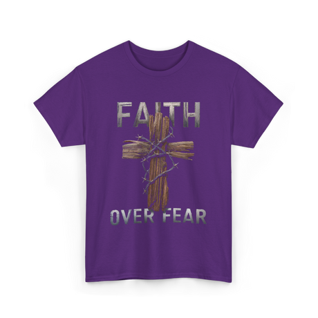 Faith Over Fear Christian Cross T-Shirt - Purple