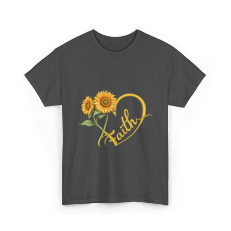 Faith Sunflower Heart Nature T-Shirt - Dark Heather