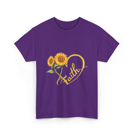 Faith Sunflower Heart Nature T-Shirt - Purple