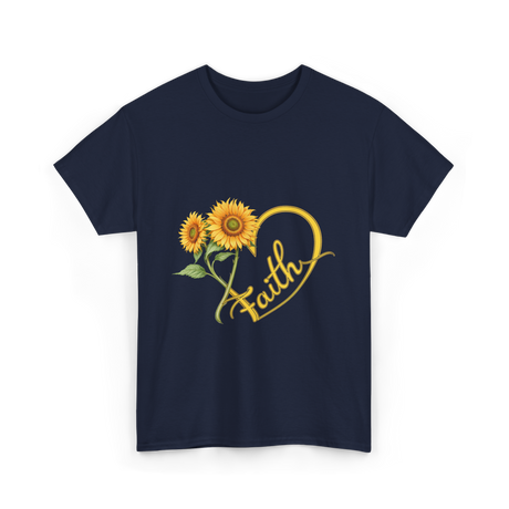 Faith Sunflower Heart Nature T-Shirt - Navy