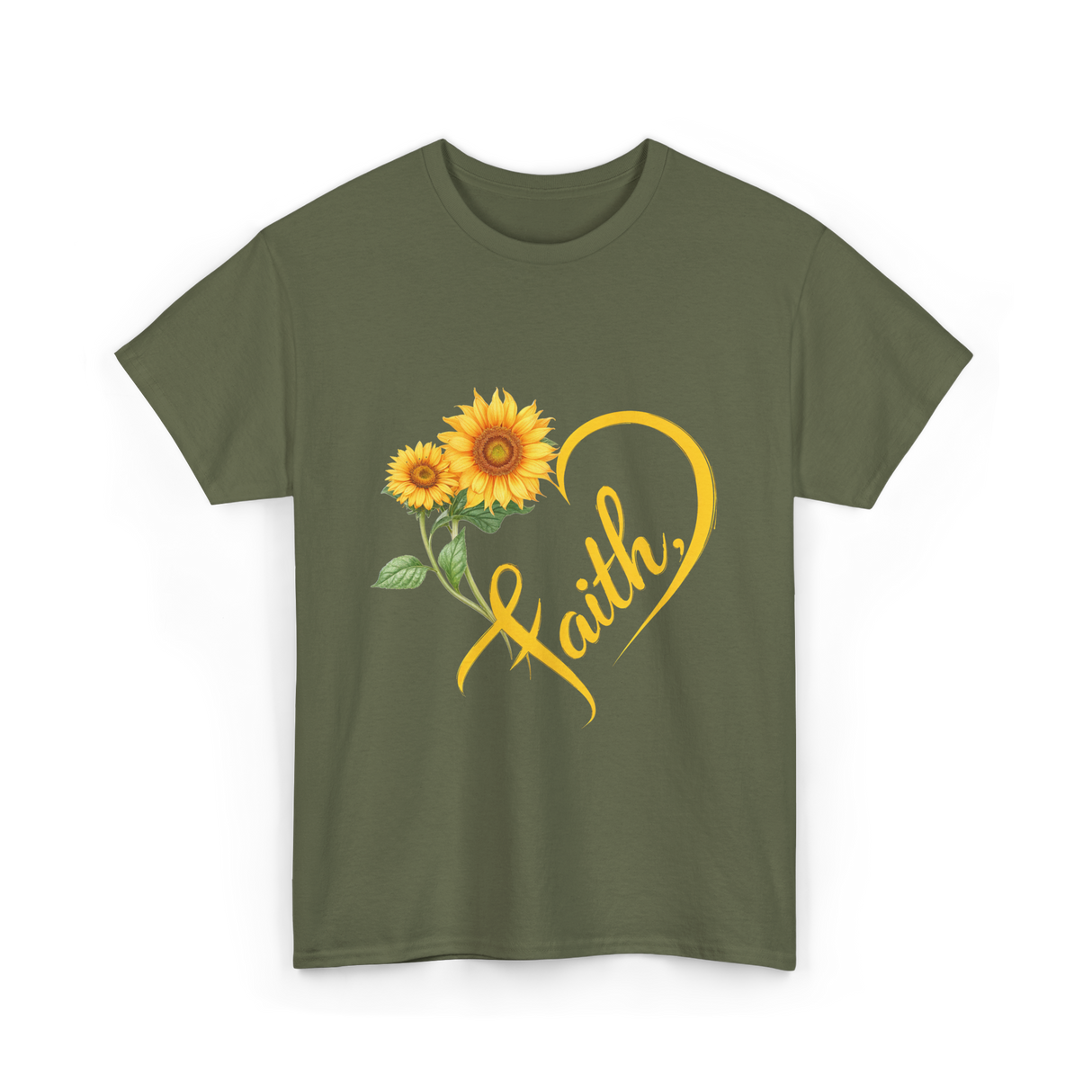 Faith Sunflower Inspiration T-Shirt - Military Green