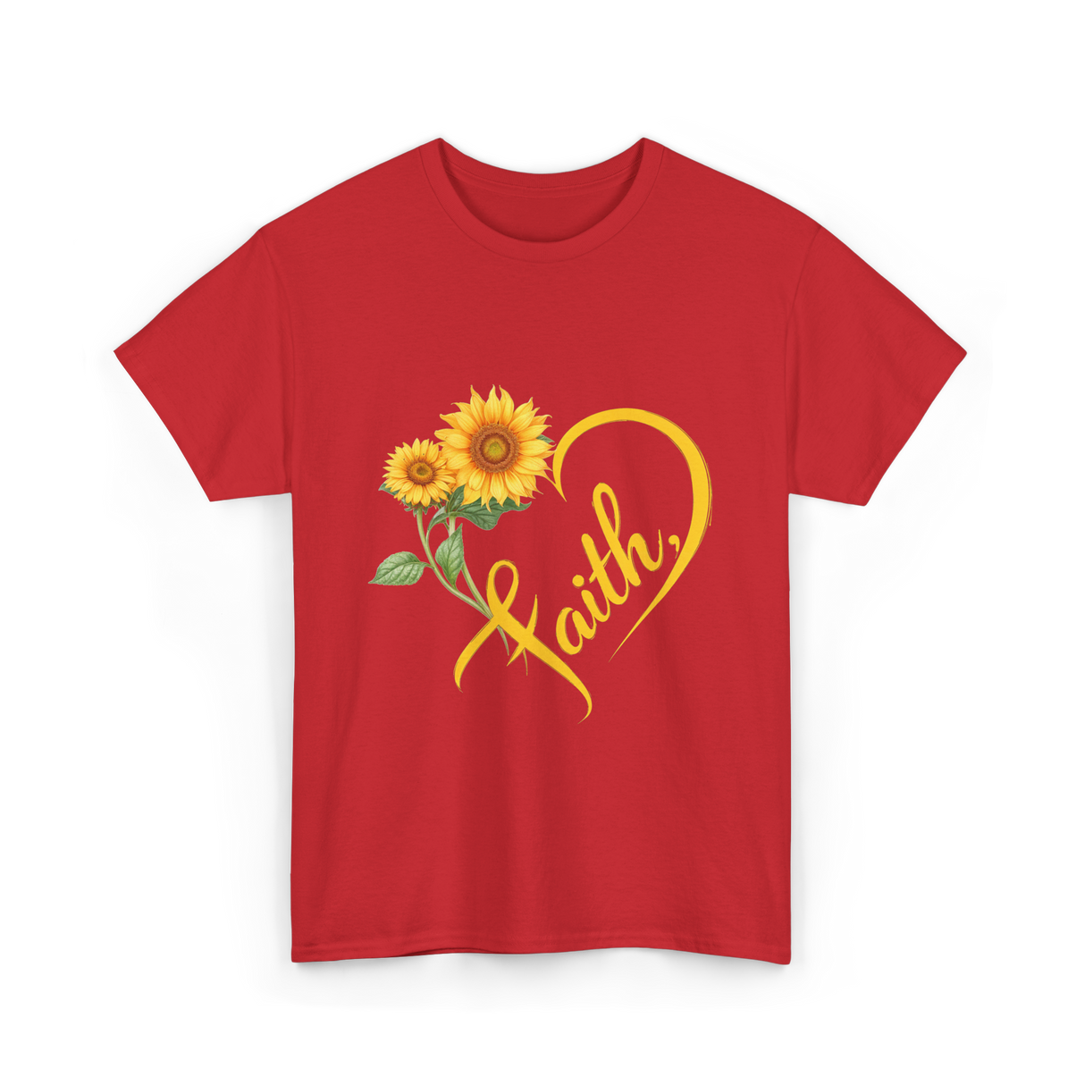 Faith Sunflower Inspiration T-Shirt - Red