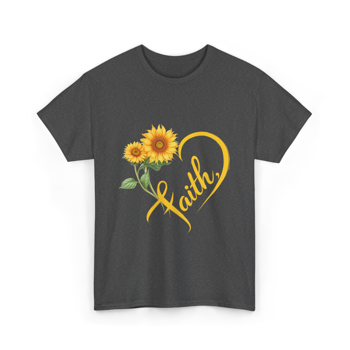 Faith Sunflower Inspiration T-Shirt - Dark Heather