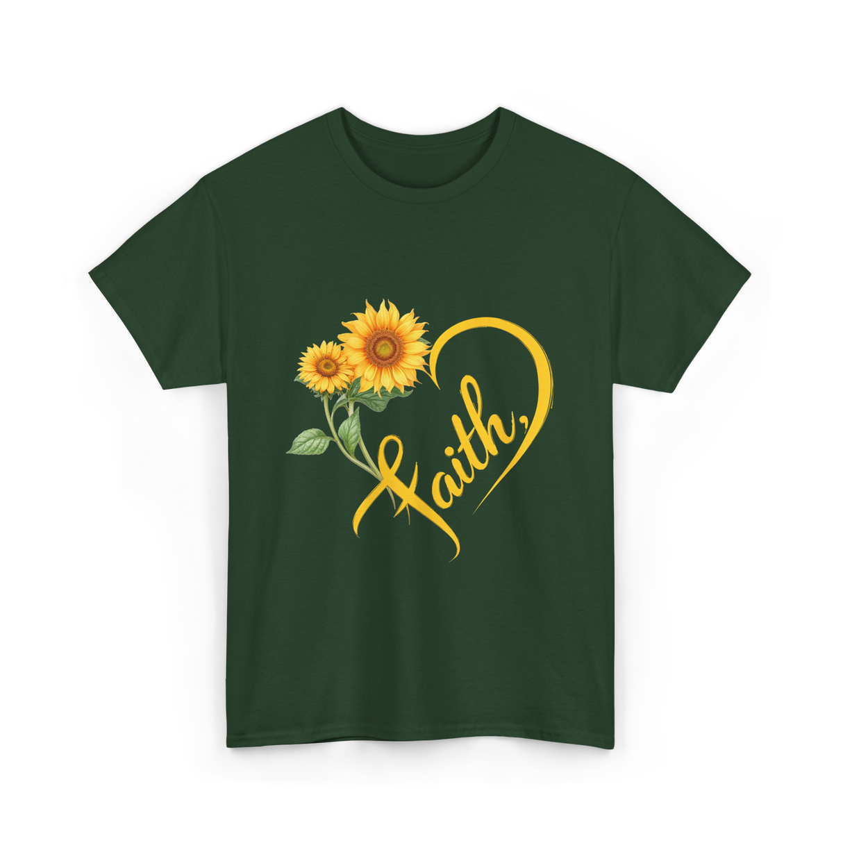 Faith Sunflower Inspiration T-Shirt - Forest Green