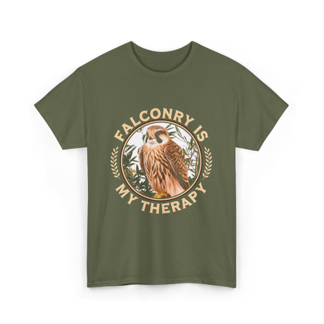 Falconry Is My Therapy Falconer T-Shirt - Military Green